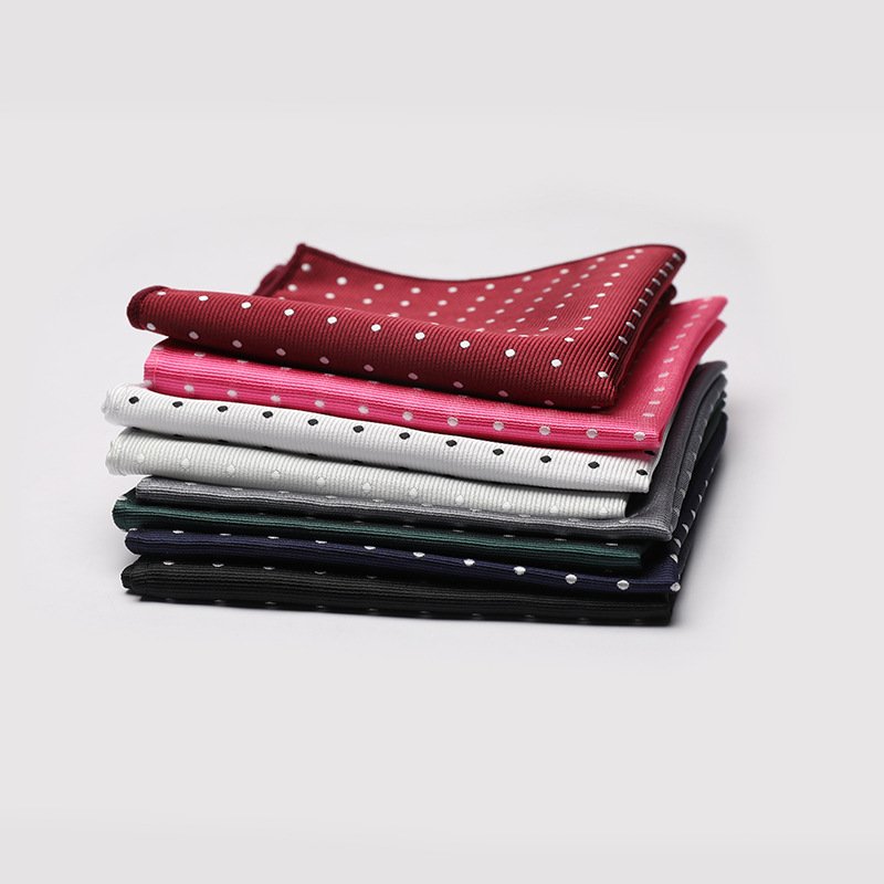Custom Mens Jacquard Handkerchief Cotton Ladies White Wedding Handkerchief Kids Dots Pocket Square Handkerchiefs