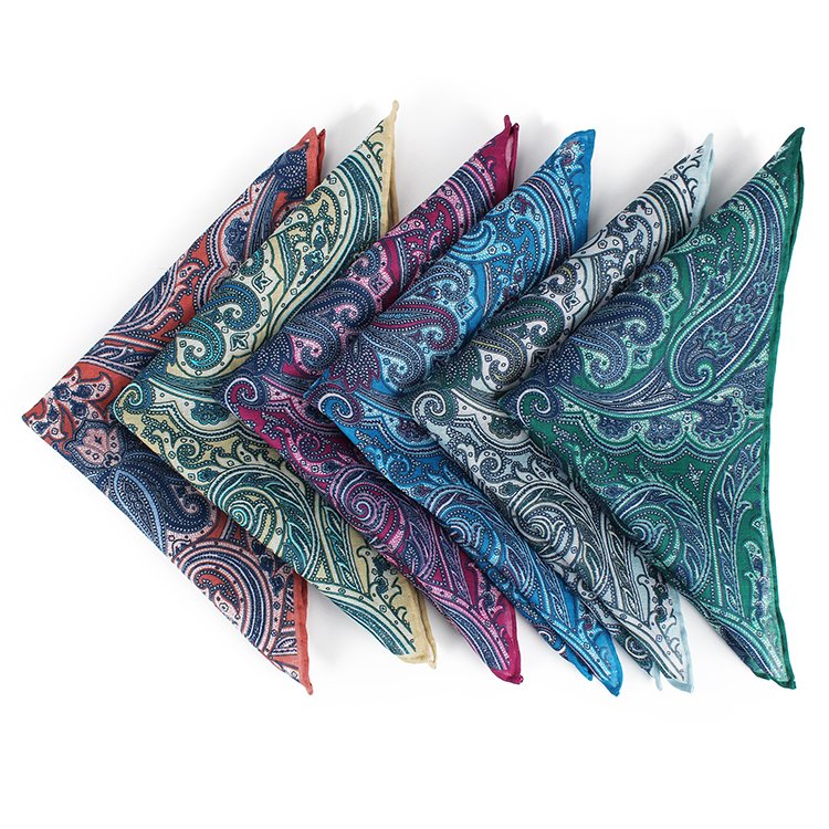Dacheng Wholesale Paisley Printed Mens Linen Pocket Square Design Your Own Handkerchief