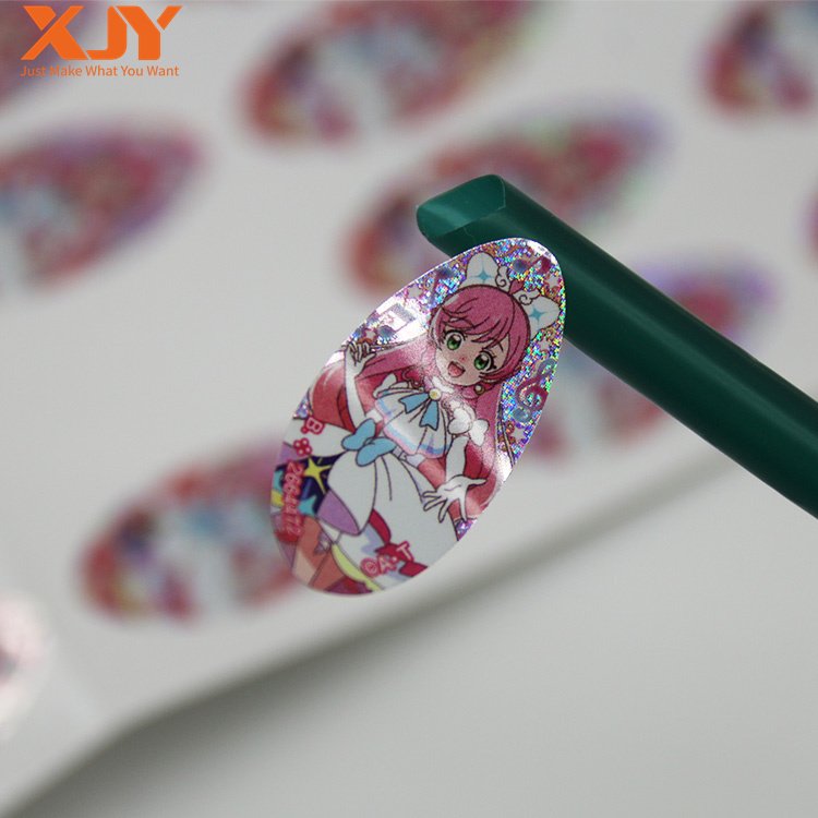 XJY easy tear off strong glue self adhesive waterproof hp digital printing holographic label hologram sticker for packaging