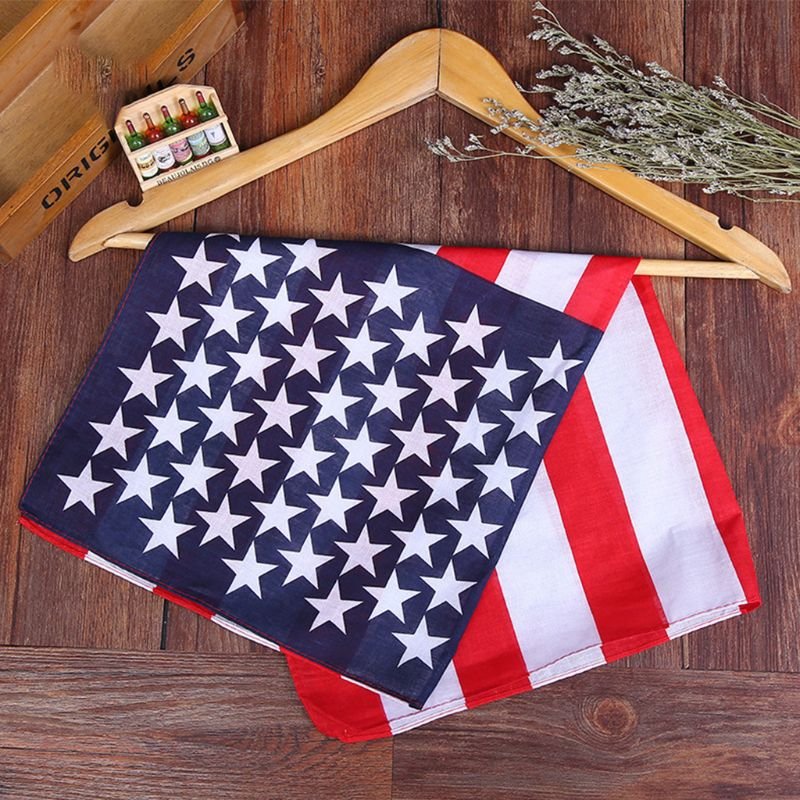 Wholesale Custom American USA Flag Bandana Headband Apparel Men Clothing Cowboy Handkerchiefs for Women Cotton Head Scarf