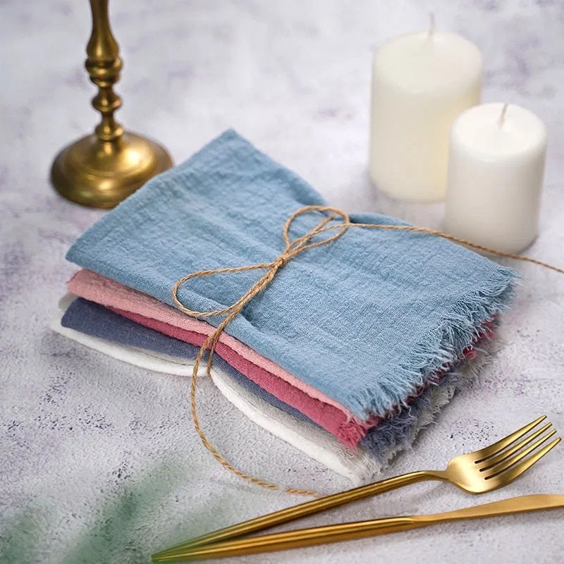 Cotton Gauze Kitchen Tea Towel Napkins Cloth for Wedding Party Dining Table Decoration Handkerchief