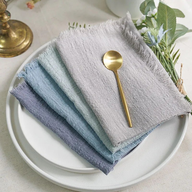 Cotton Gauze Kitchen Tea Towel Napkins Cloth for Wedding Party Dining Table Decoration Handkerchief