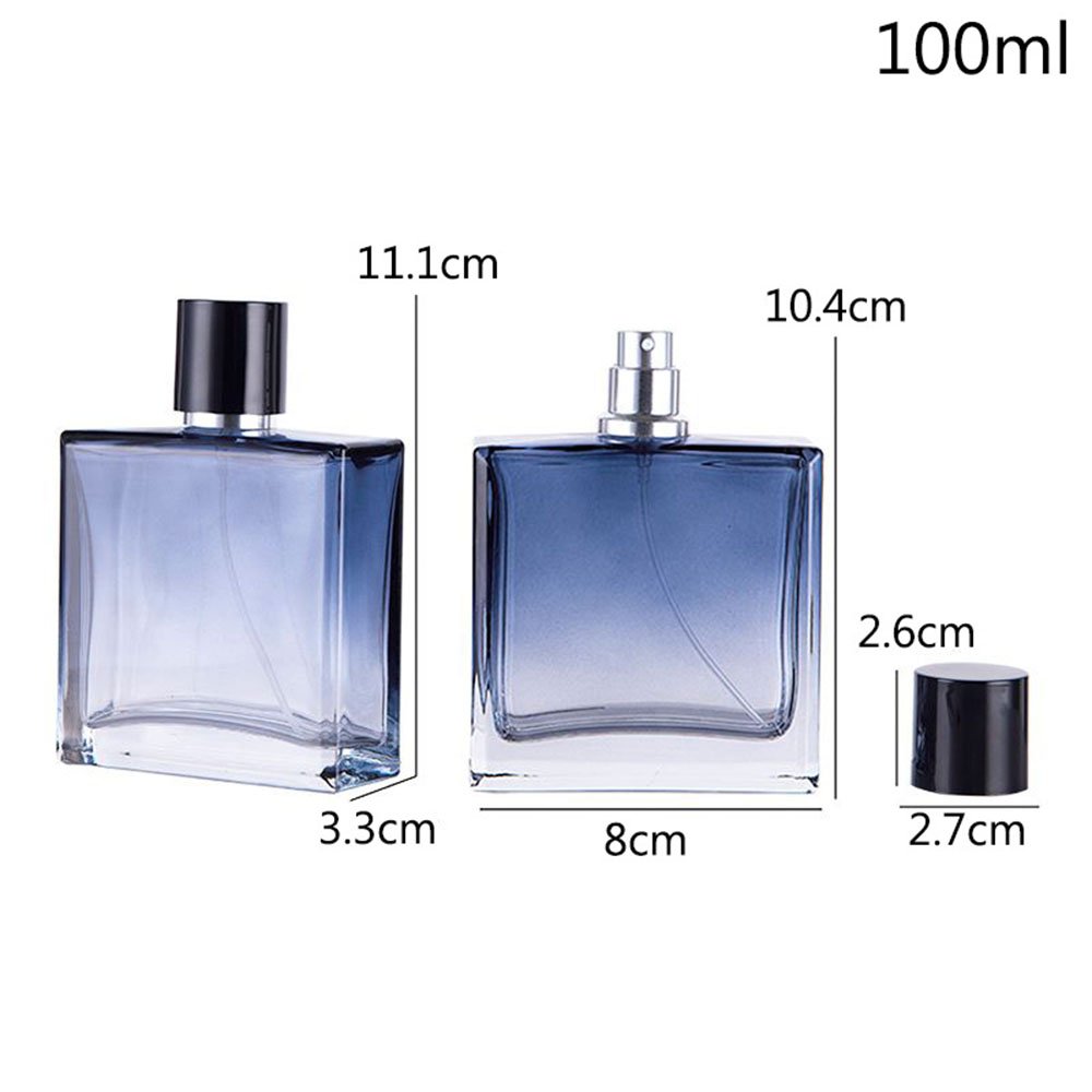 Wholesale 30ml 50ml 100ml Glass Perfume Bottles Dark Blue Gradient Square Empty Sprayer Bottle