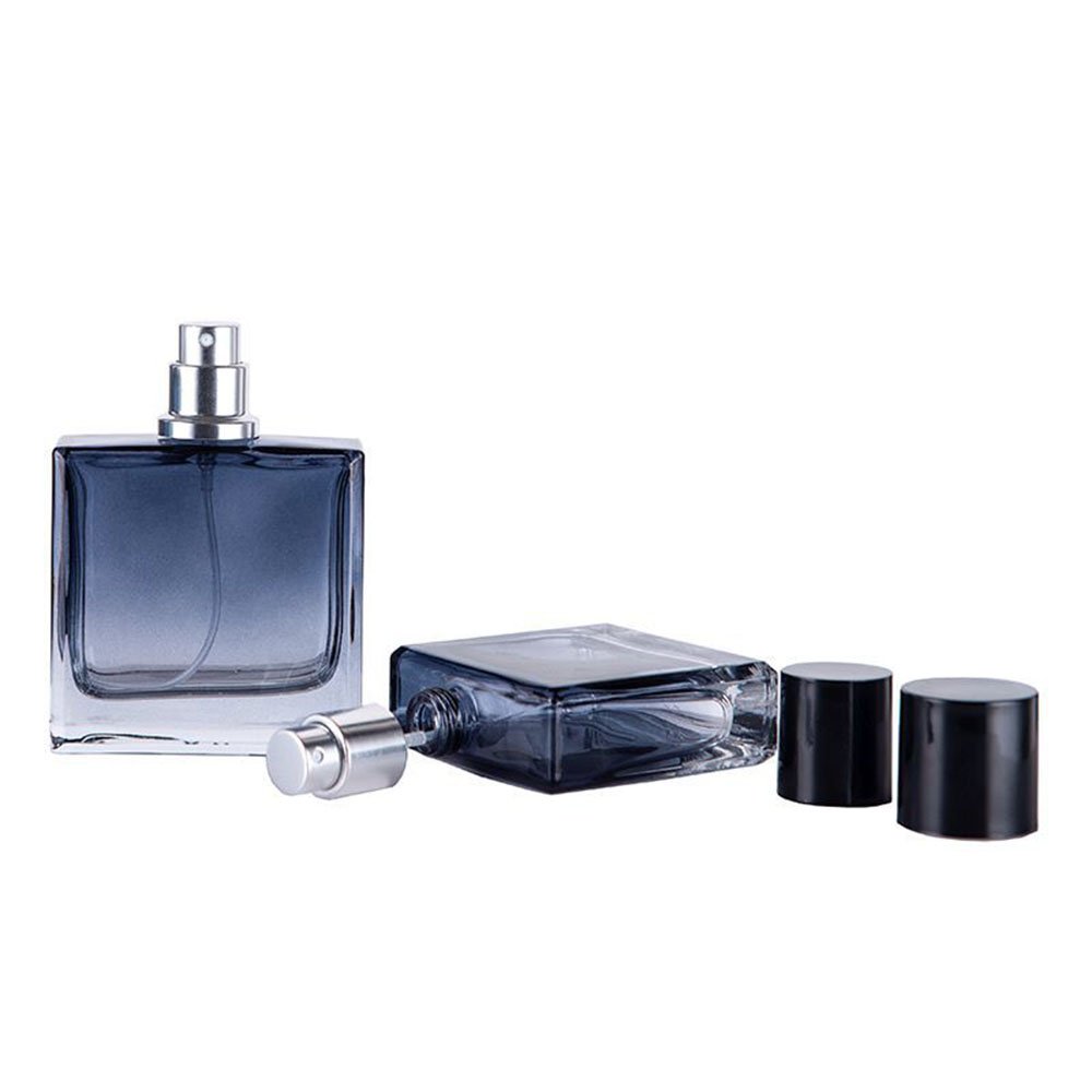 Wholesale 30ml 50ml 100ml Glass Perfume Bottles Dark Blue Gradient Square Empty Sprayer Bottle