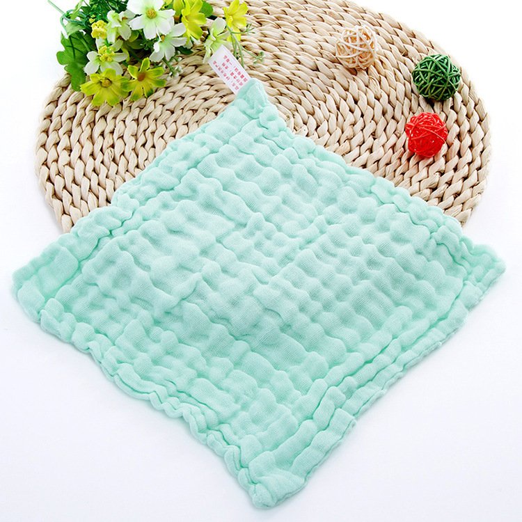 Plain Small Square Handkerchief Saliva Towel Muslin Cotton Gauze Baby Bath Towel 6 Layers Infant Towel