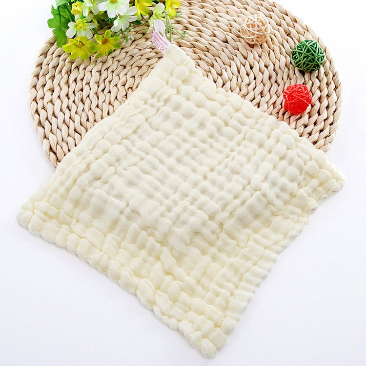 Plain Small Square Handkerchief Saliva Towel Muslin Cotton Gauze Baby Bath Towel 6 Layers Infant Towel