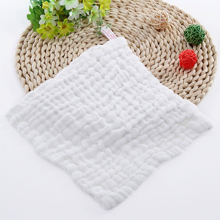 Plain Small Square Handkerchief Saliva Towel Muslin Cotton Gauze Baby Bath Towel 6 Layers Infant Towel