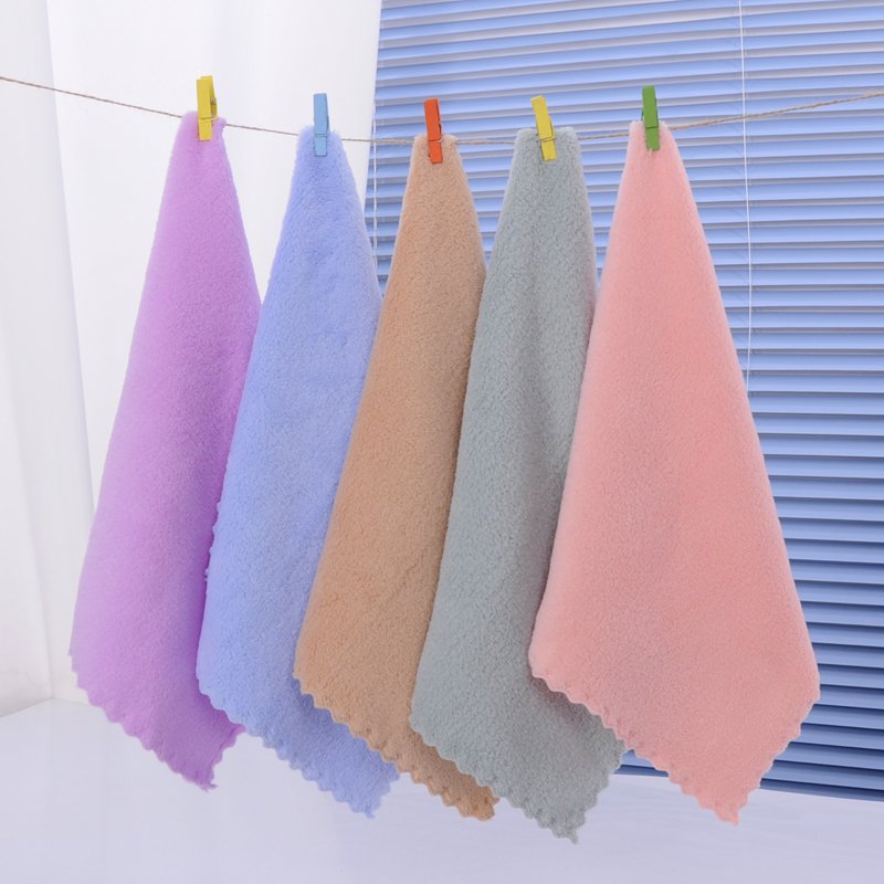 Wholesale Microfiber Coral Fleece Hand Towel Various Colors Handkerchief Washcloth cleaning cloth