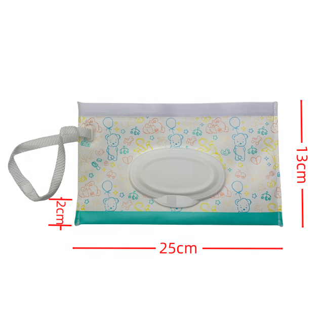 Cartoon Design reusable EVA plastic zipper baby wet wipes refillable package pouches for travel