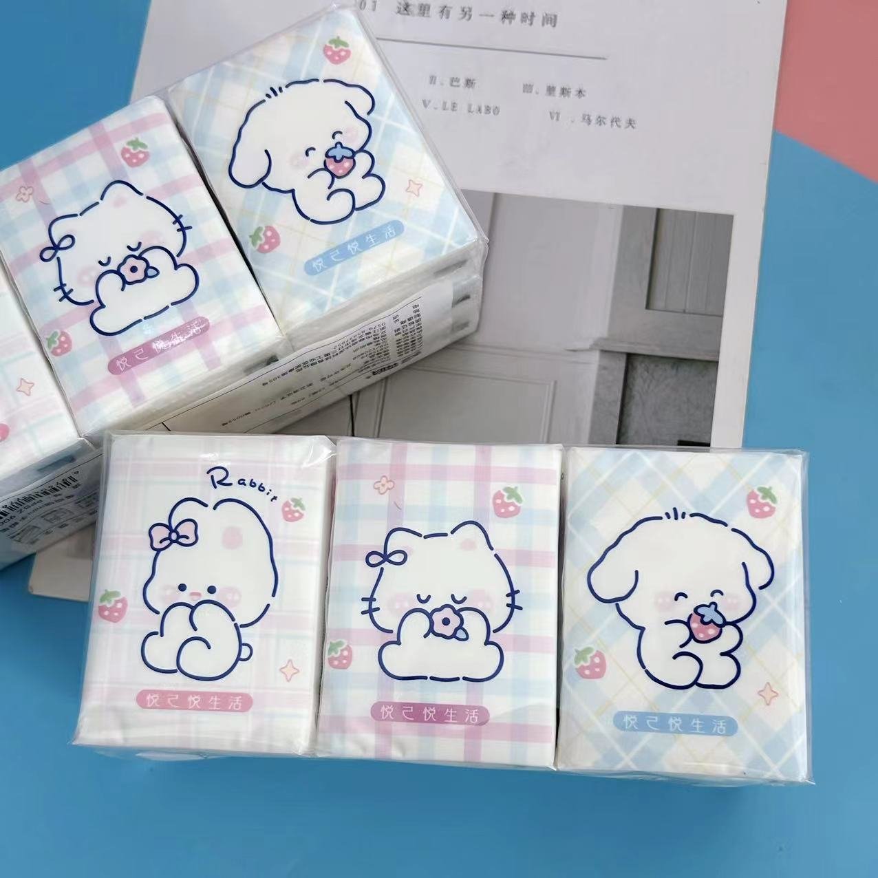FSC Mini Facial Tissues Pocket Tissues 9 Pcs Pack Cute Virgin Wood Pulp Paper Handkerchief Portable Cleansing Tissue