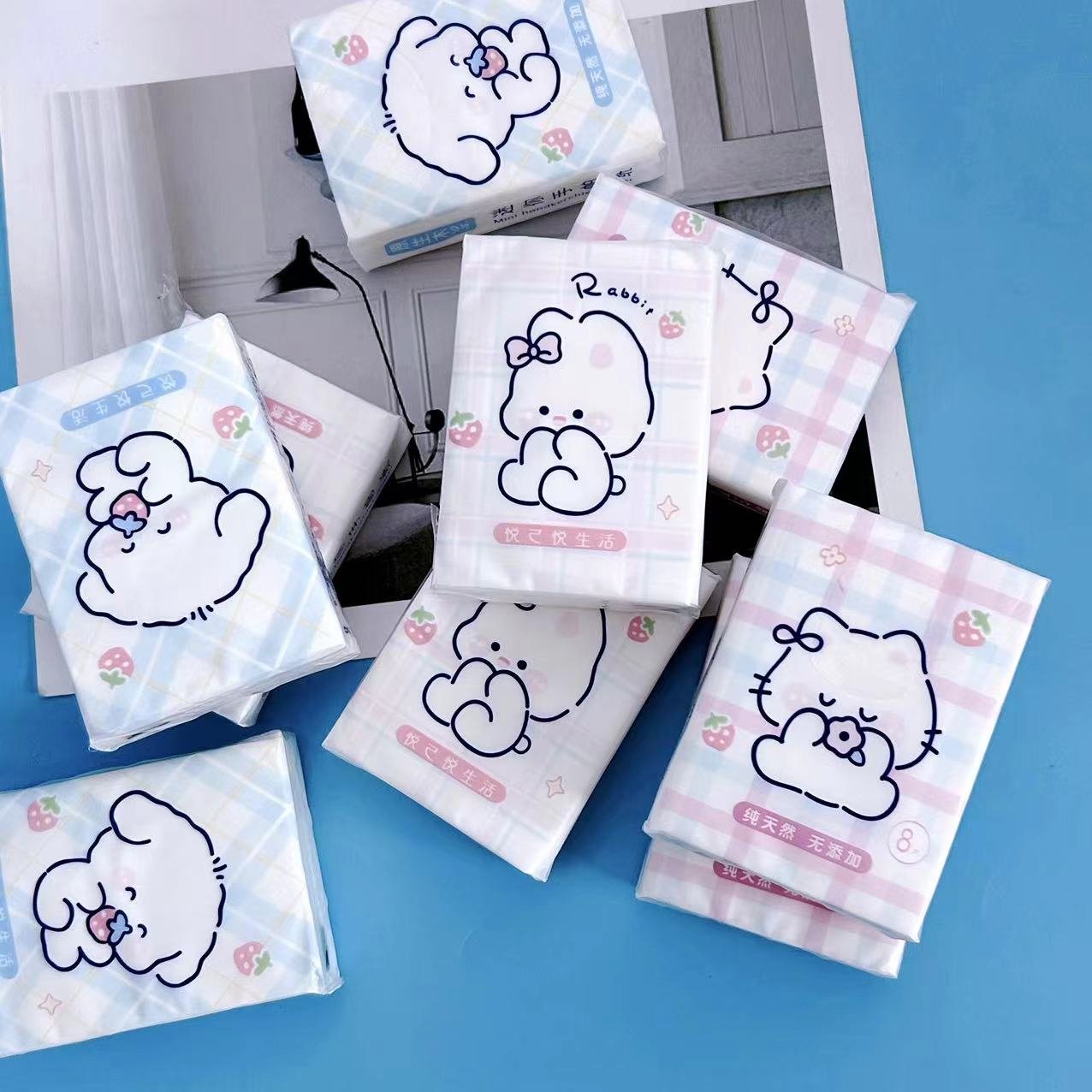 FSC Mini Facial Tissues Pocket Tissues 9 Pcs Pack Cute Virgin Wood Pulp Paper Handkerchief Portable Cleansing Tissue