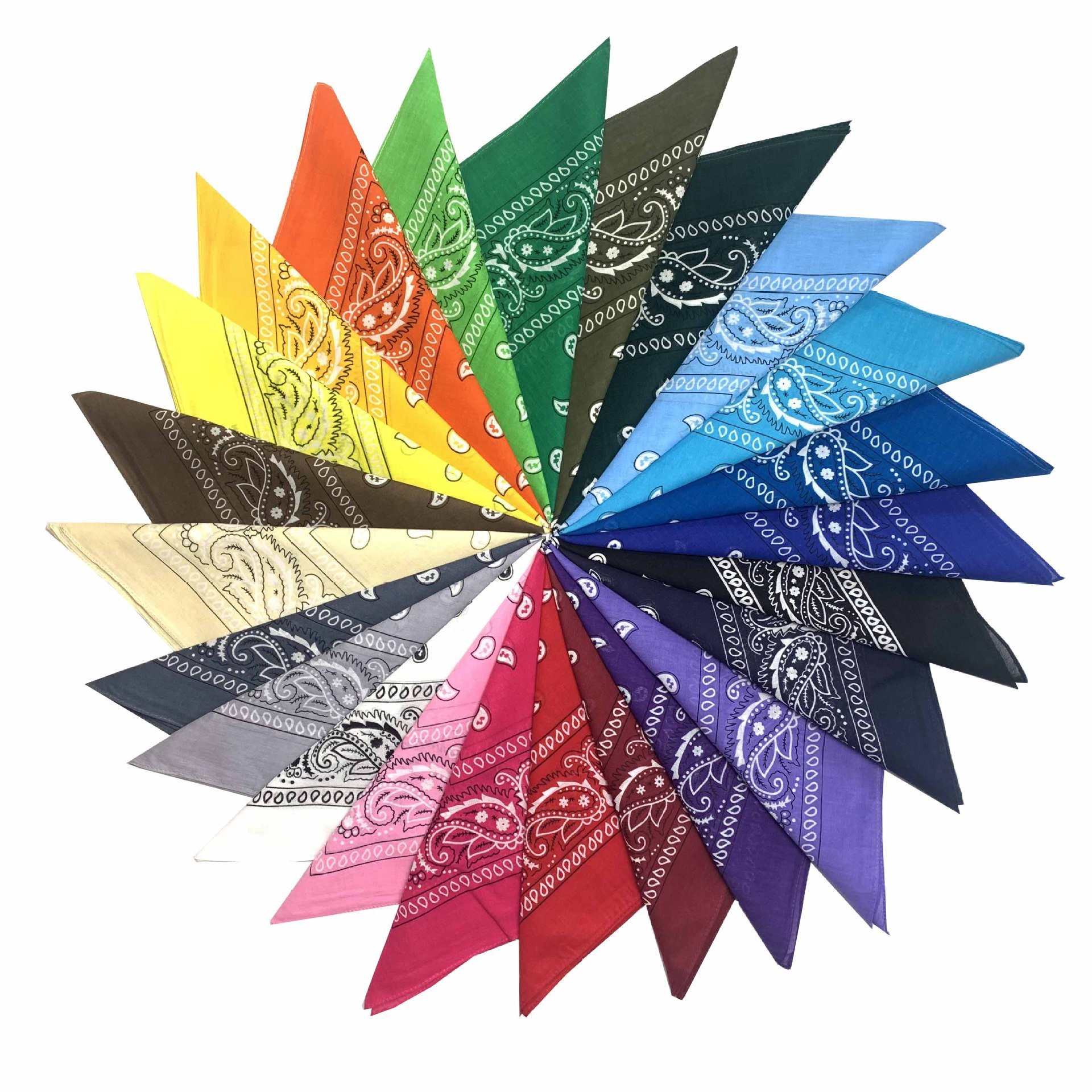 Custom Print Square 100% Cotton Bandanas Scarf Wholesale Handkerchiefs Paisley Polyester Bandanas