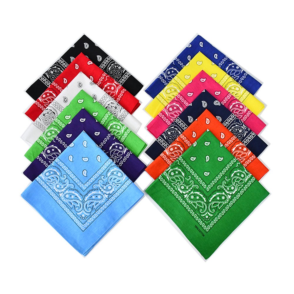 Custom Print Square 100% Cotton Bandanas Scarf Wholesale Handkerchiefs Paisley Polyester Bandanas