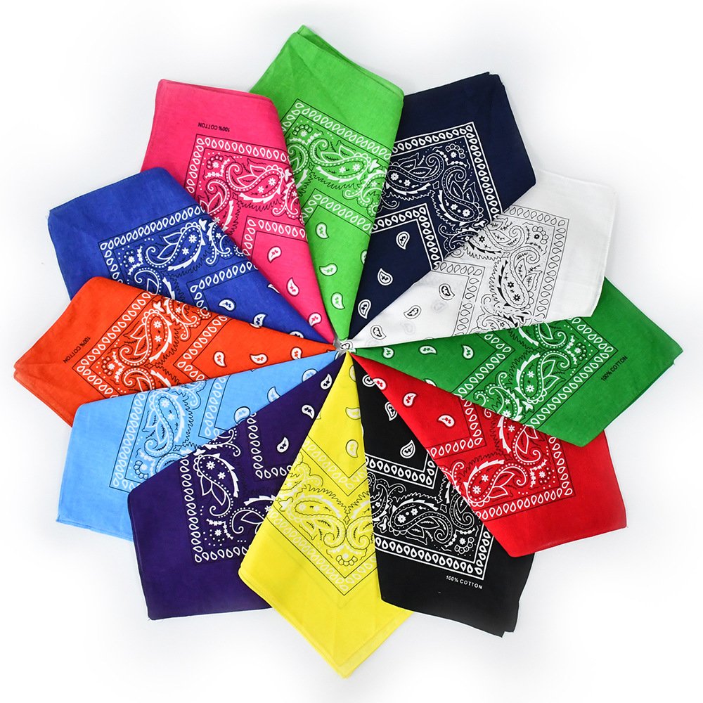 Custom Print Square 100% Cotton Bandanas Scarf Wholesale Handkerchiefs Paisley Polyester Bandanas
