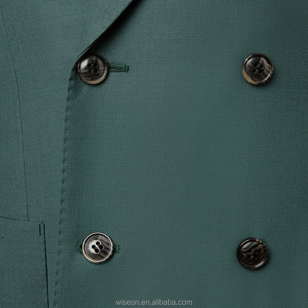 Double-Breasted Men's Suit - Six-Button Elegance with Wide Notch Lapel