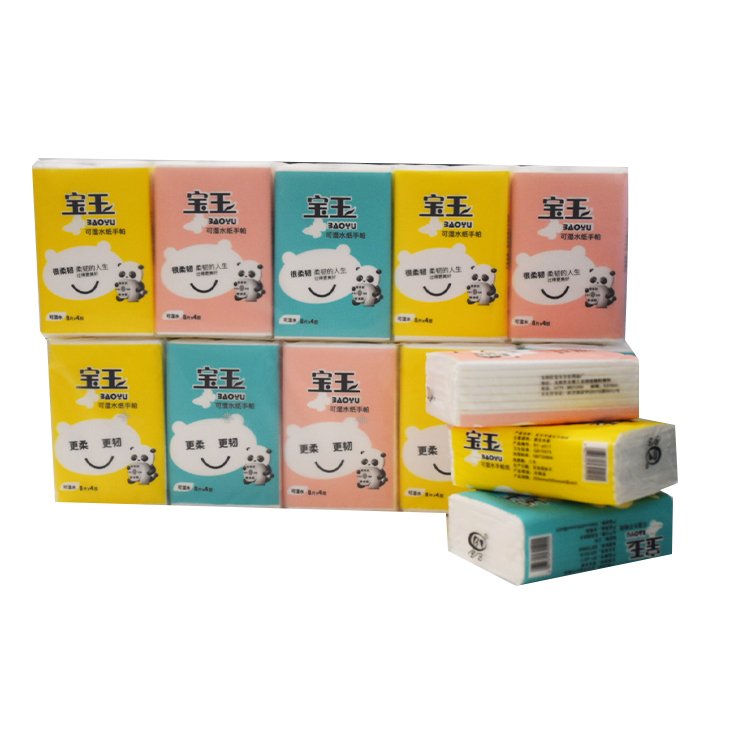 Super Tough 3-Ply Pocket Tissue Virgin Wood Pulp Disposable Wet Paper Bag Portable Travel Handkerchief
