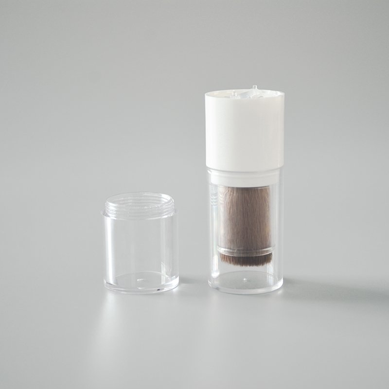 11ml white plastic bottle empty Cosmetic loose powder case compact case with brush