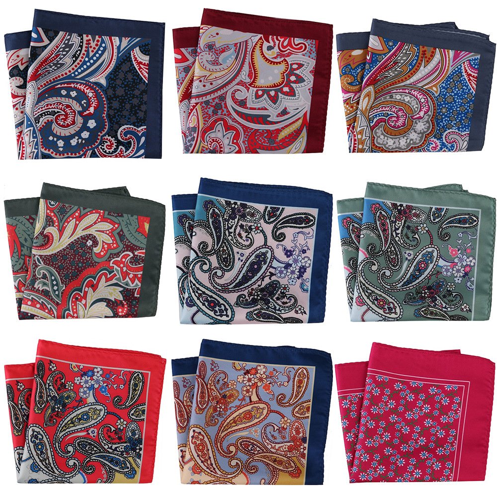Popular Design Pocket Square For Men Women Paisley Floral Chest Towel Hanky Wedding Suits Handkerchief Hankies Mens Pocket Towel