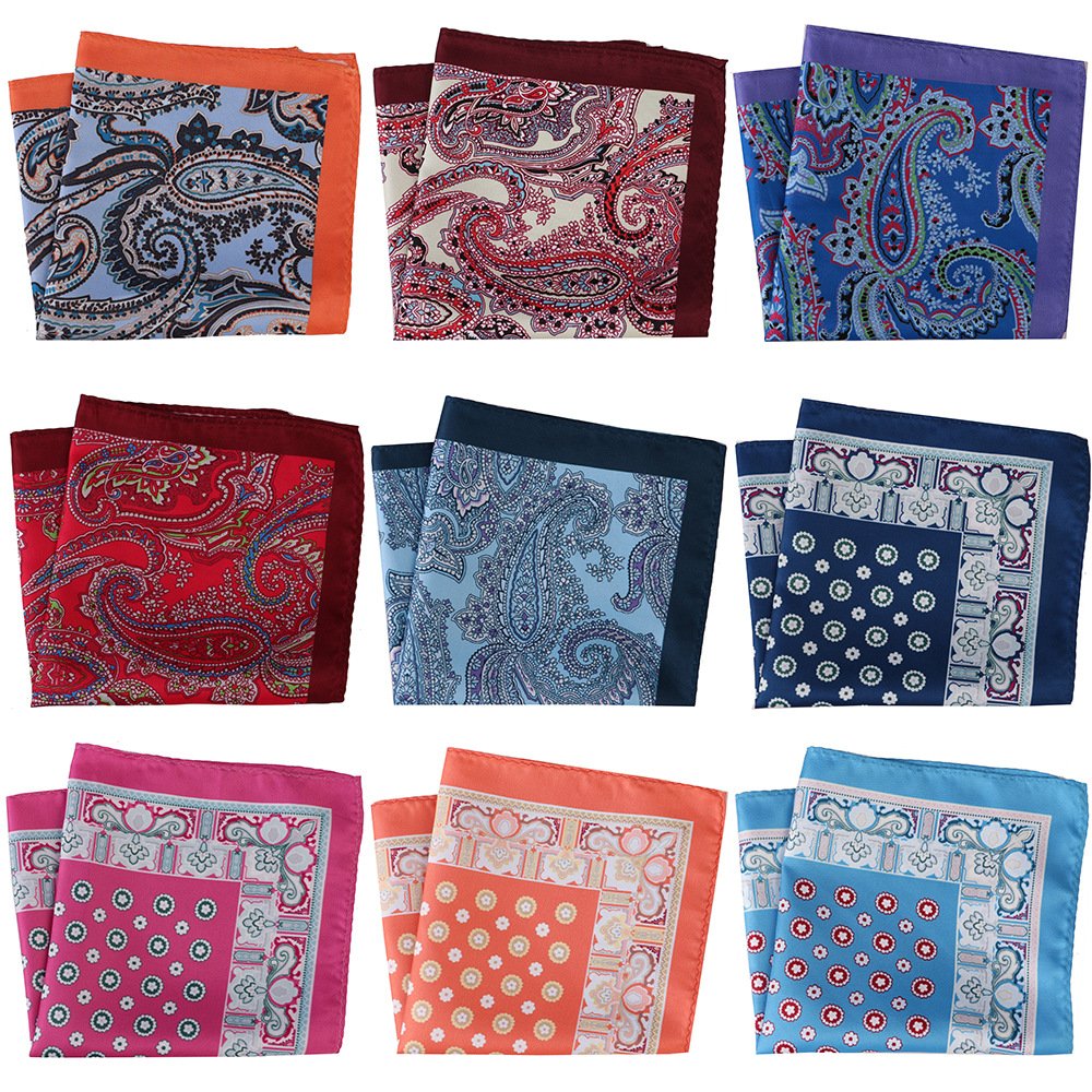 Popular Design Pocket Square For Men Women Paisley Floral Chest Towel Hanky Wedding Suits Handkerchief Hankies Mens Pocket Towel