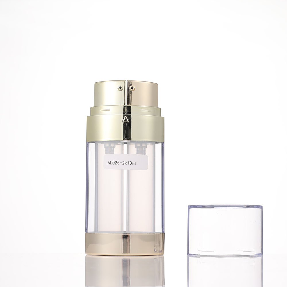 2*20ml 2*15ml As Dual Chamber Plastic Airless Bottle For Cosmetic Use With Lotion Pump