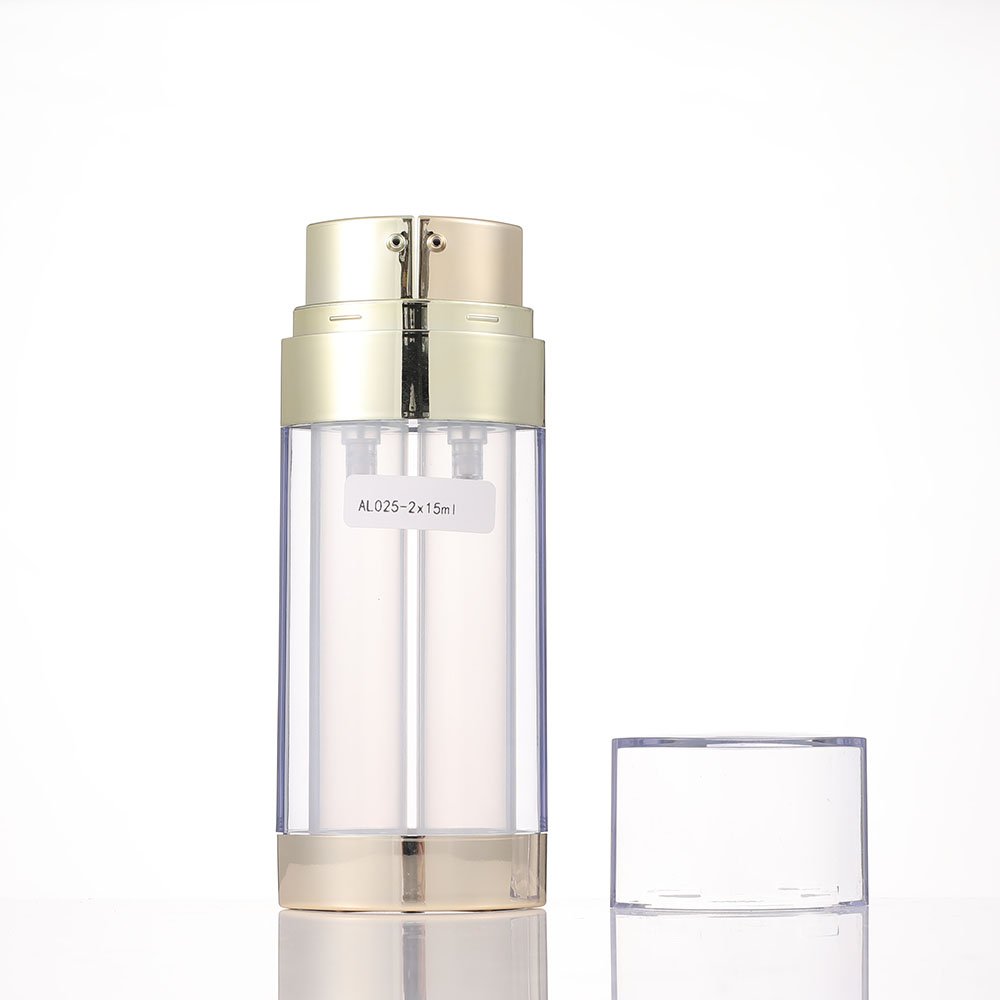 2*20ml 2*15ml As Dual Chamber Plastic Airless Bottle For Cosmetic Use With Lotion Pump