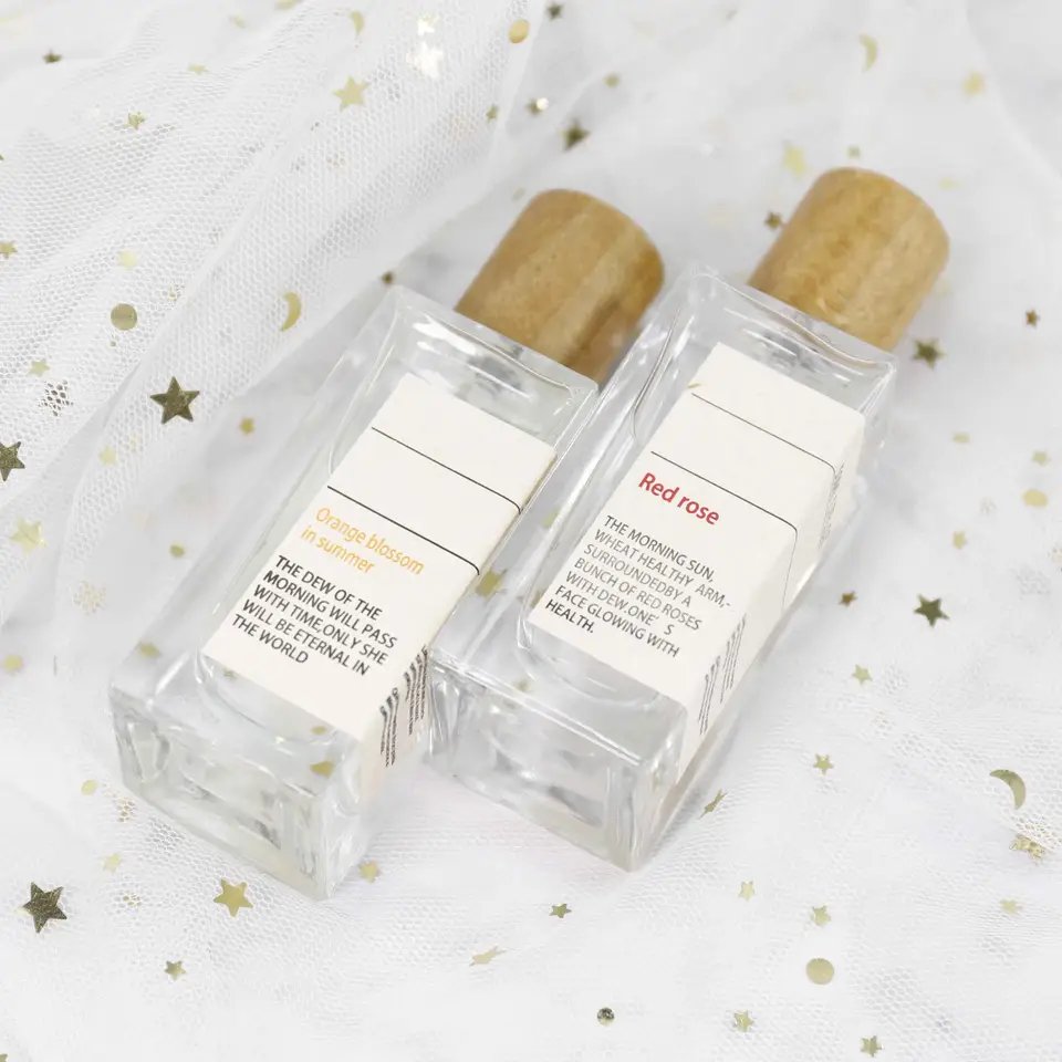 OEM Custom 30ml 50ml 100ml Rectangle Vintage Portable Empty Spray Glass Square 50 ml Black Perfume Bottle With Wood Plastic Lid