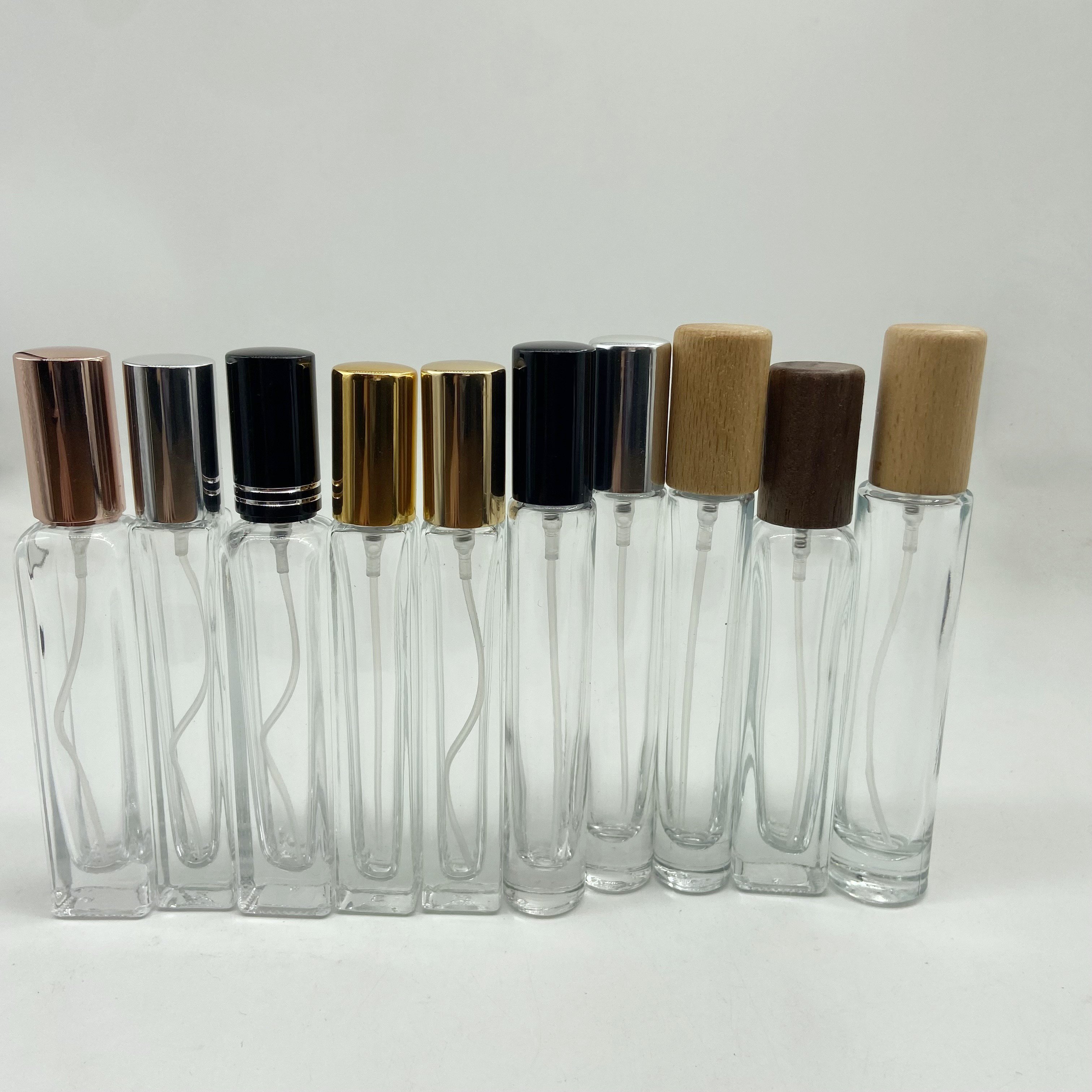10ml 15ml luxury gold glass perfume spray bottles perfume bottle packaging with gold aluminium crimp sprayer
