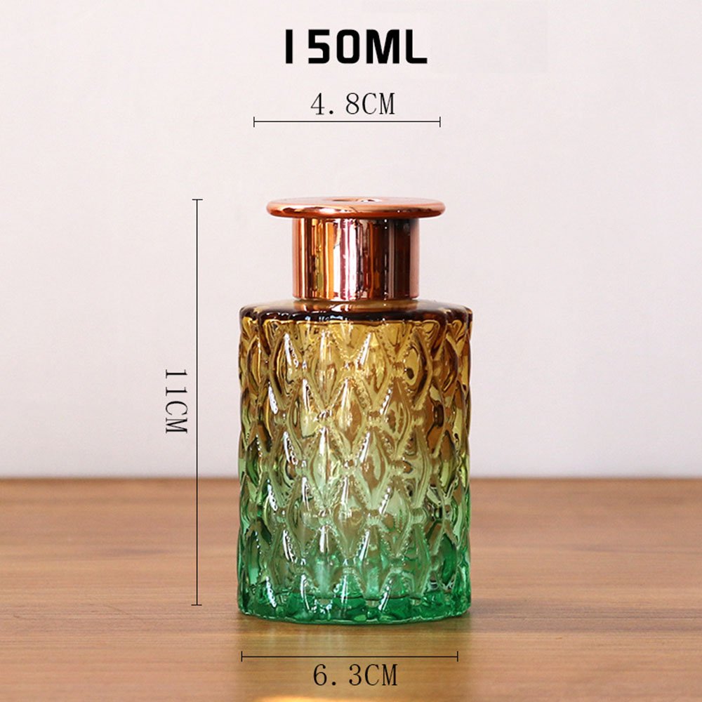 Custom High-End Aromatherapy Oil Glass Bottle 150ml 5oz Gradient Yellow Blue Household Air Purification Diffuser Bottle With Lid