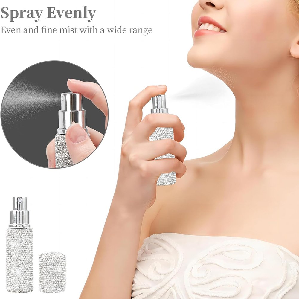 Crystal Glitter Mini Travel Spray Vacuum Press Sample Bottle 10ml Liquid Perfume Bottle