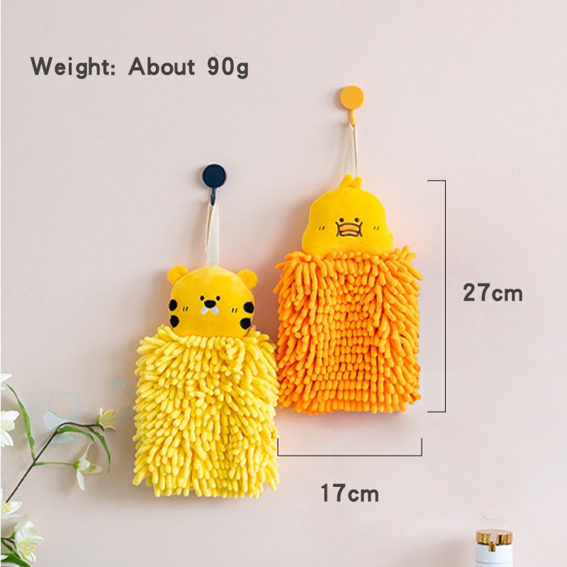 Cartoon Cute Animal Hanging Wiping Chenille Hand Towel For Home Kitchen Bathroom