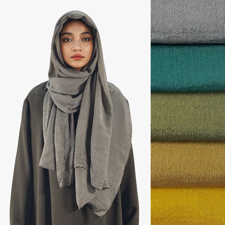 Designers solid color pleated cotton shawl long khimar viscose hijab jersey tudung head scarf for women stylish handkerchiefs