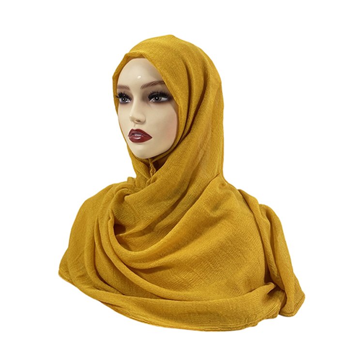 Designers solid color pleated cotton shawl long khimar viscose hijab jersey tudung head scarf for women stylish handkerchiefs