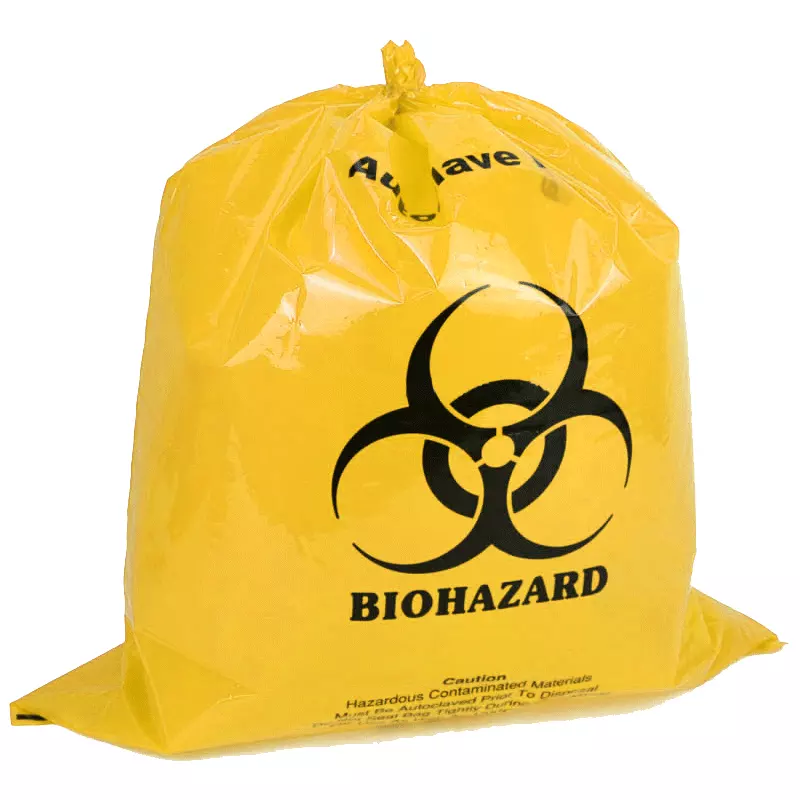 YURUI High Density Heavy Duty Colored Liners with Message Safe Disposal Autoclave Biohazard Infectious Waste Liners Bags