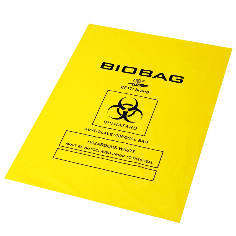 YURUI High Density Heavy Duty Colored Liners with Message Safe Disposal Autoclave Biohazard Infectious Waste Liners Bags