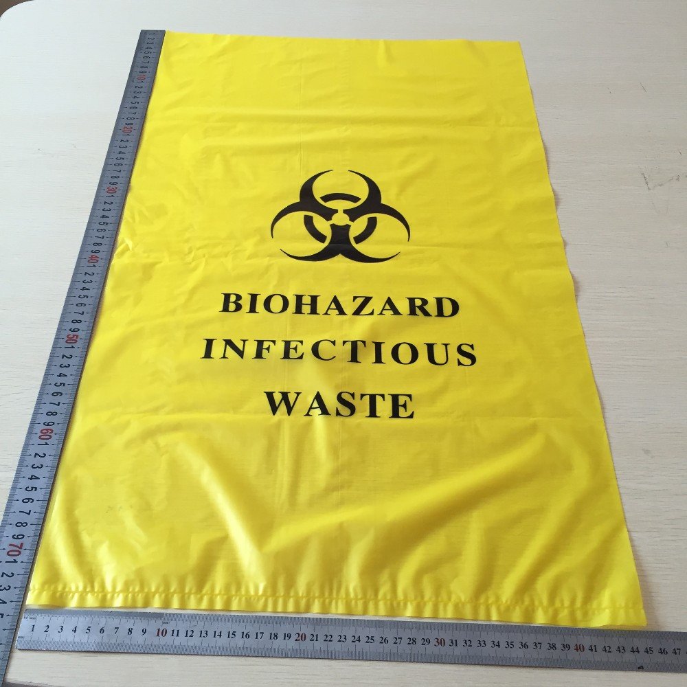 YURUI High Density Heavy Duty Colored Liners with Message Safe Disposal Autoclave Biohazard Infectious Waste Liners Bags