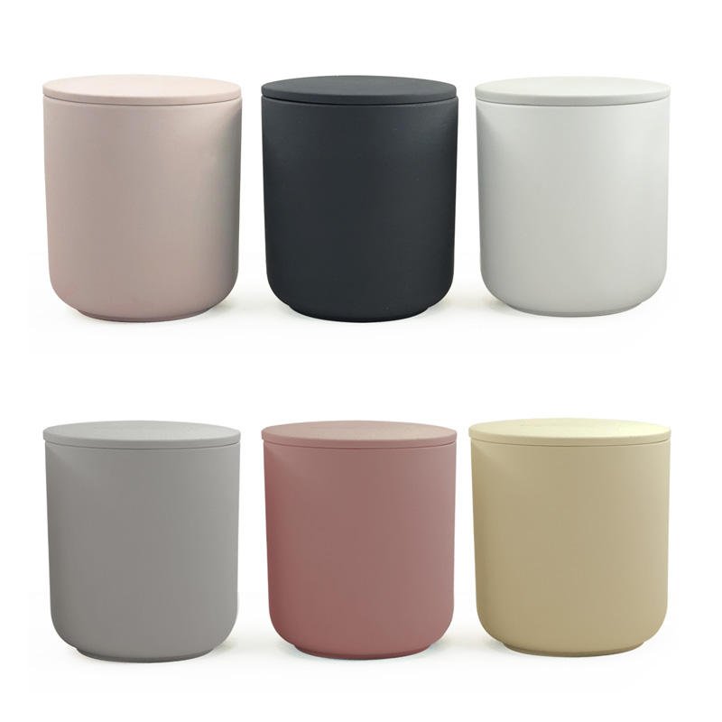 Engraved Customized Empty Ceramic Candle Jars 8 Oz 10.5 Oz 12.5 Oz Luxury Ceramic Candle Vessels