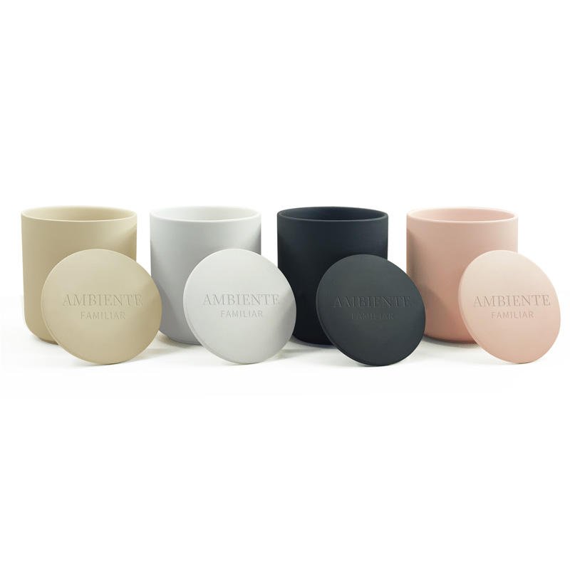 Engraved Customized Empty Ceramic Candle Jars 8 Oz 10.5 Oz 12.5 Oz Luxury Ceramic Candle Vessels