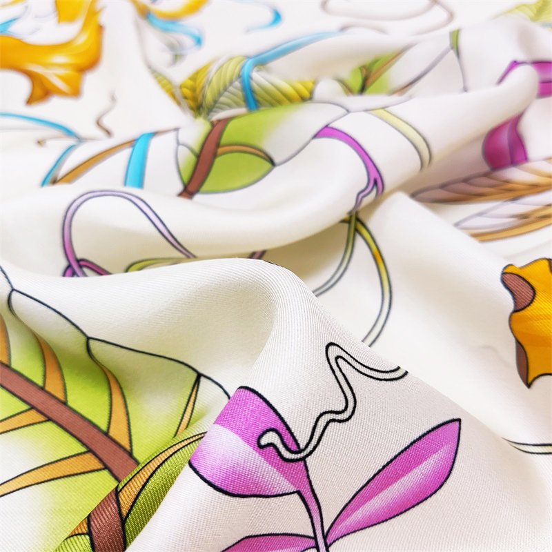 110*110 Luxury 100% Silk Scarf Headwear Handkerchief Duplex Print Square Silk Twill Hijab Scarves