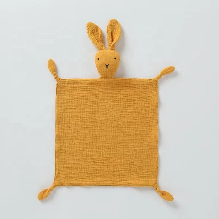 cotton muslin crinkle baby soothing towel sleep toy comfort blanket Rabbit comfort handkerchief rabbit soothing toy