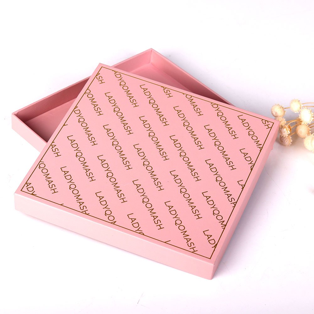 High-end Custom Luxury Pink Gift Box Scarves And Shawls Lady Hijab Packaging Box Recyclable Paper Rigid Box With Gold Foil Logo