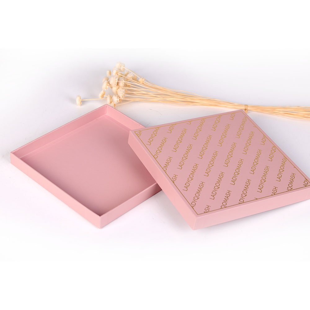 High-end Custom Luxury Pink Gift Box Scarves And Shawls Lady Hijab Packaging Box Recyclable Paper Rigid Box With Gold Foil Logo