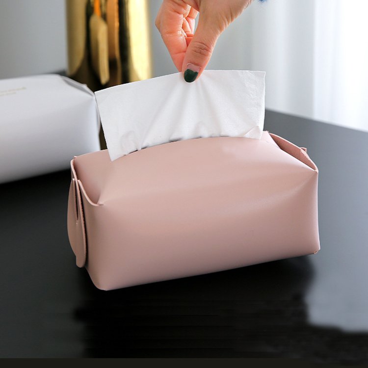 Nordic PU Leather Tissue Cover Folding Handkerchief Box Napkin Holder Living Room Kitchen Desktop Tissue Box