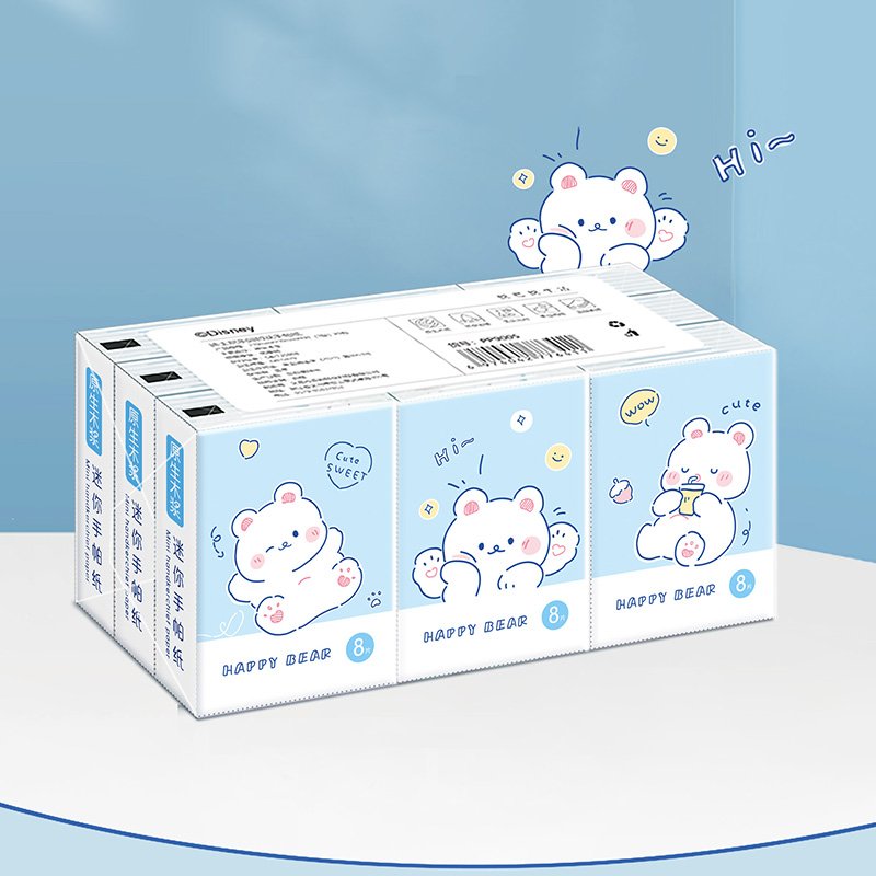 FSC Mini Facial Tissues Cartoon Pocket Tissues 9 Pcs Pack Cute Virgin Wood Pulp Paper Handkerchief Portable Cleansing Tissue