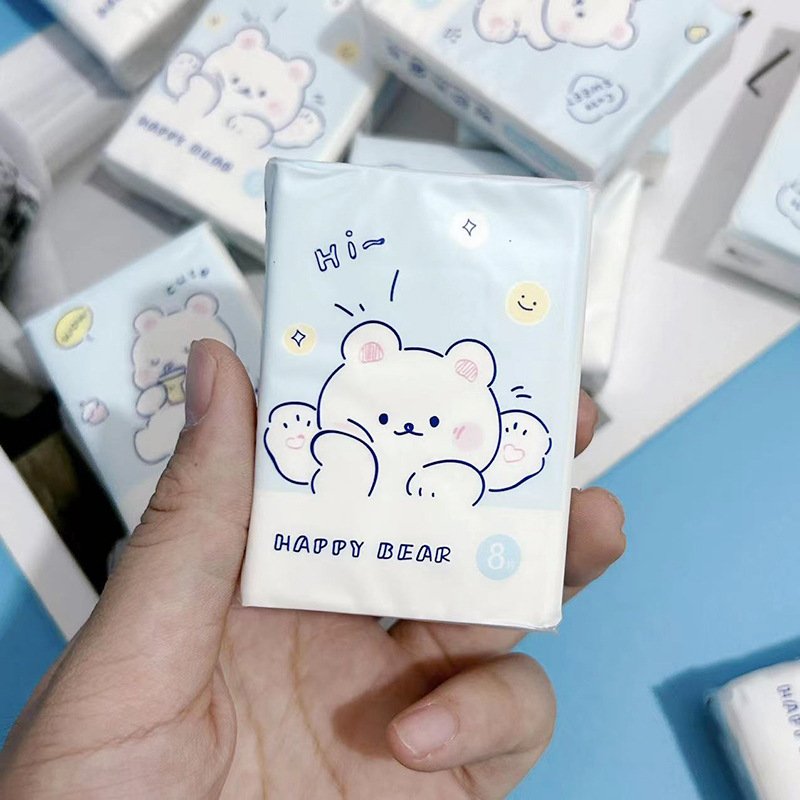 FSC Mini Facial Tissues Cartoon Pocket Tissues 9 Pcs Pack Cute Virgin Wood Pulp Paper Handkerchief Portable Cleansing Tissue