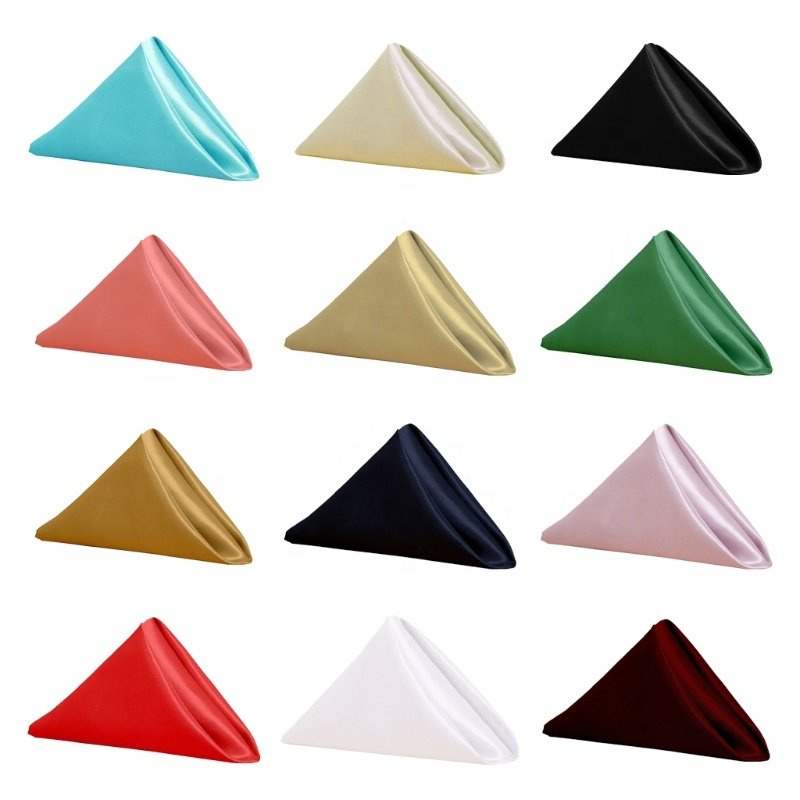 Hot Sale Square Satin Table Napkins Soft Handkerchief Romantic Wedding Banquet Table Cloth Dinner Decoration Custom Napkins