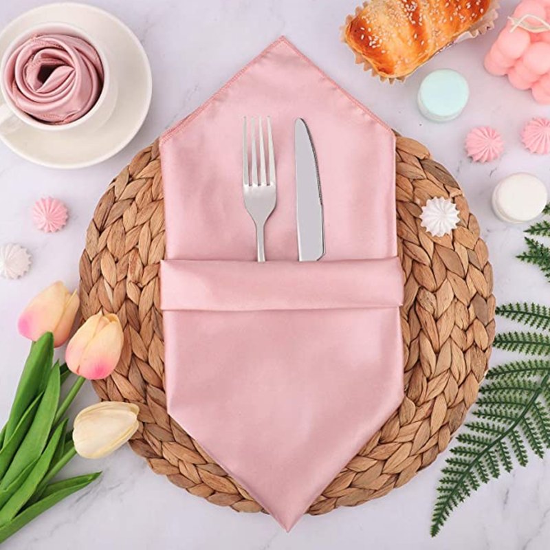 Hot Sale Square Satin Table Napkins Soft Handkerchief Romantic Wedding Banquet Table Cloth Dinner Decoration Custom Napkins
