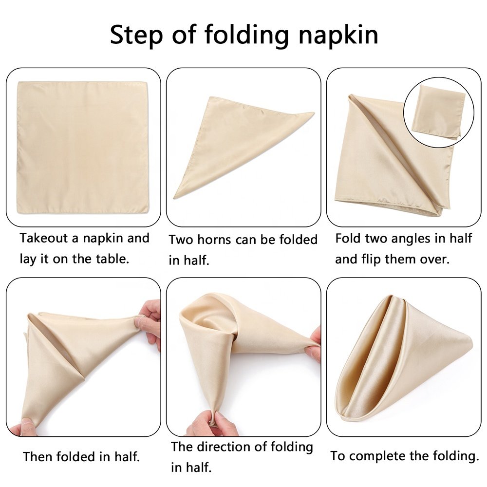 Hot Sale Square Satin Table Napkins Soft Handkerchief Romantic Wedding Banquet Table Cloth Dinner Decoration Custom Napkins
