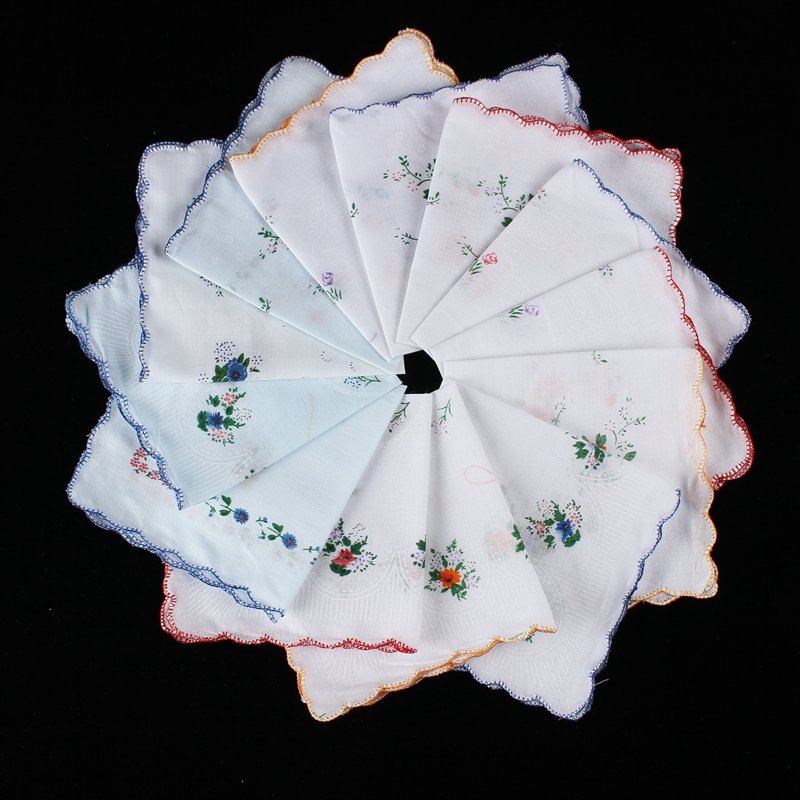 Custom embroidery logo printed womens handkerchiefs own logo private label square handkerchiefs scarf