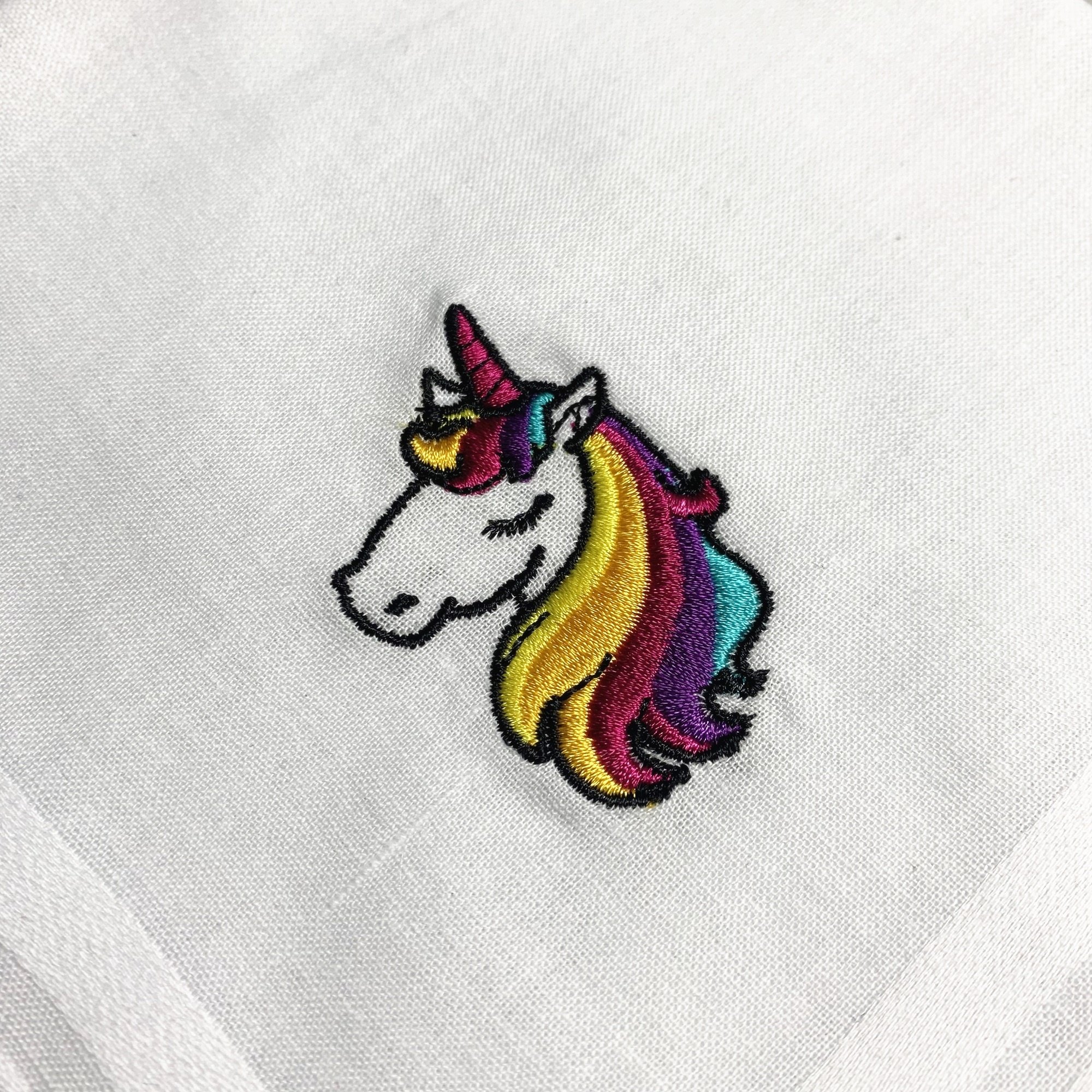 Unicorn embroidery white small children and ladies plain white cotton handkerchiefs