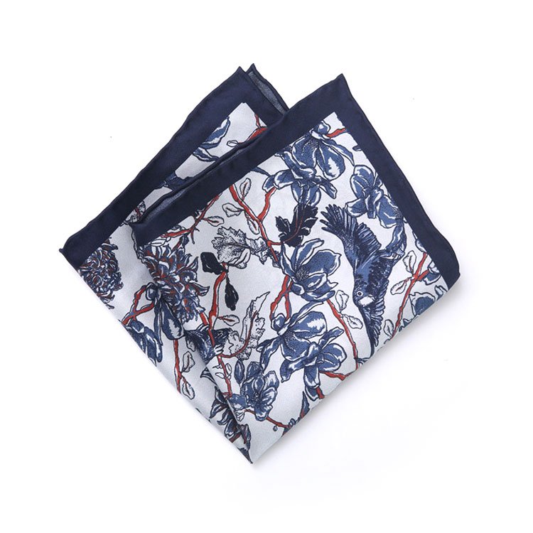 Customize Design 33cm Fashion Luxury Printed Silk Handkerchief Pocket Square Scarf For Men